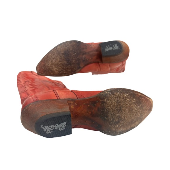 DAN POST WOMEN’S WESTERN HALLIE LEATHER BOOT COLOR: RED SIZE: 9 COWGIRL - Picture 8 of 16